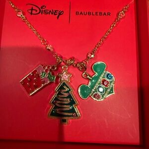 BaubleBar Disney Holiday Charm Necklace - Gold, Green, Red